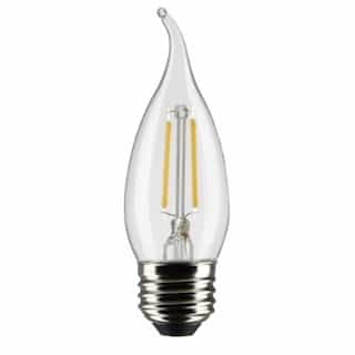 4W LED CA10 Bulb, Flame Tip, E26, 350 lm, 120V, 2700K, Clear, 2PK