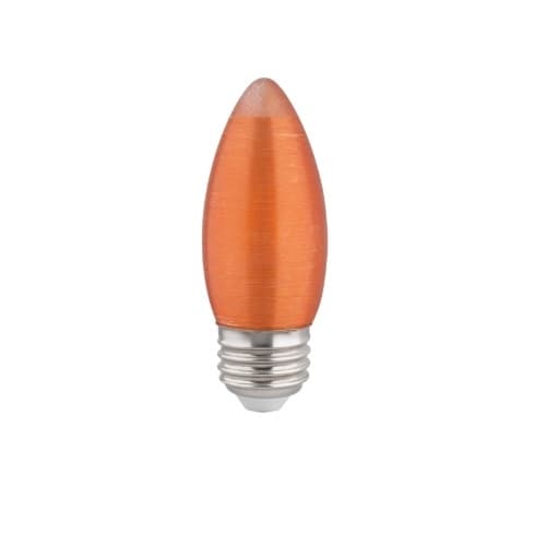2W Amber LED C11 Bulb, 20W Inc. Retrofit, Dim, E26, 100 lm, 120V, 2100K, Satin Spun