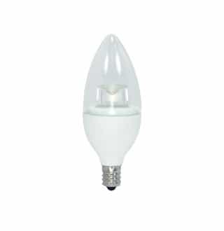 Satco 3.5W LED B11 Bulb, Blunt Tip, Dimmable, E12, 300 lm, 120V, 3000K, Clear