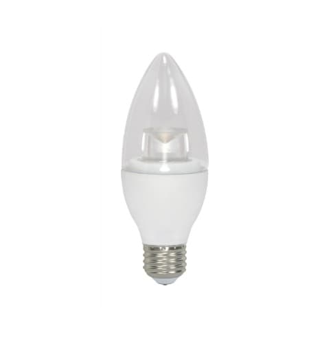 Satco 3.5W LED B11 Bulb, Blunt Tip, Dimmable, E26, 300 lm, 120V, 3000K, Clear