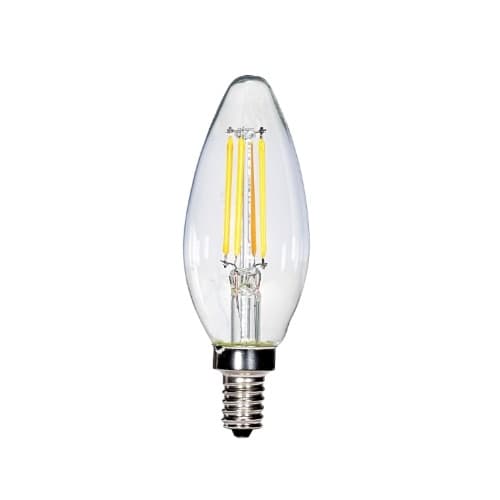 4W LED C11 Bulb, Dimmable, 40W Inc. Retrofit, E12 Base, 350 lm, 2700K, Clear