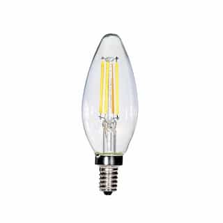 Satco 4W LED C11 Bulb, Blunt Tip, Dimmable, E12, 350 lm, 120V, 2700K, Clear