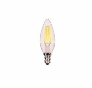 Satco 4W LED B11 Bulb, Dimmable, E12, 350 lm, 120V, 5000K, Clear