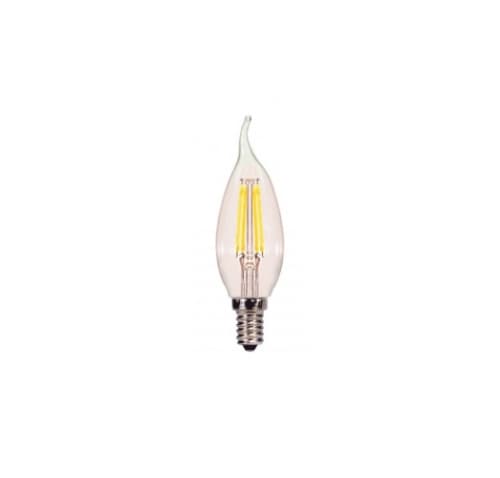 4W LED CA11 Bulb, Flame Tip, Dimmable, E26, 350 lm, 120V, 5000K, Clear