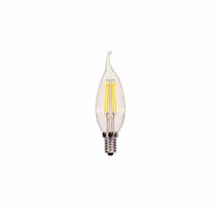 4W LED CA11 Bulb, Flame Tip, Dimmable, E26, 350 lm, 120V, 5000K, Clear