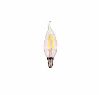 Satco 4W LED CA11 Bulb, Flame Tip, Dimmable, E26, 350 lm, 120V, 3000K, Clear