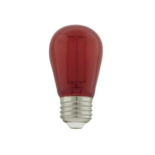 1W LED S14 Filament Bulb, E26, 120V, Transparent Red