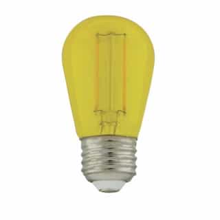 1W LED S14 Filament Bulb, E26, 120V, Transparent Yellow
