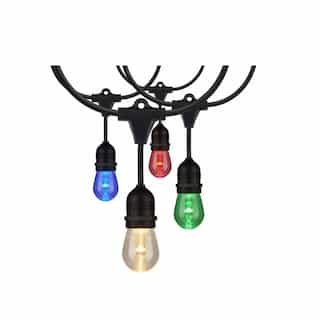 Satco 24-ft 12W LED String Light, 12 S14 Bulbs, 85 lm, 120V, RGBW