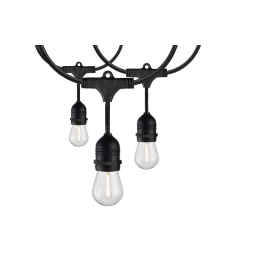 Satco 60-ft 24W LED String Light, 24 S14 Bulbs, 100 lm, 120V, 2200K, Black