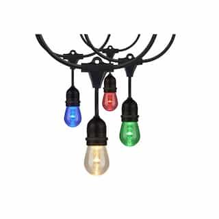 Satco 48-ft 15W LED String Light, 15 S14 Bulbs, 85 lm, 120V, RGBW