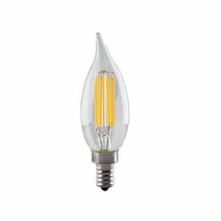 4.5W LED CA11 Bulb, Flame Tip, Dimmable, E12, 350 lm, 120V, 2700K, Clear