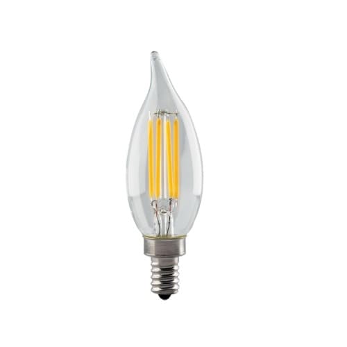 Satco 4.5W LED CA11 Bulb, Flame Tip, Dimmable, E12, 350 lm, 120V, 2700K, Clear