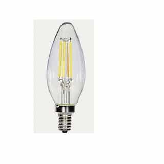 3.5W LED C11 Candelabra Filament Bulb, 2700K, Clear