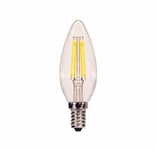 Satco 4W LED B11 Bulb, Blunt Tip, Dimmable, E12, 350 lm, 120V, 4000K, Clear