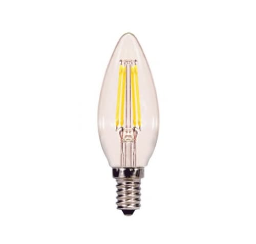 4W LED B11 Bulb, 40W Inc. Retrofit, E12, 350 lm, 120V, 4000K, Clear