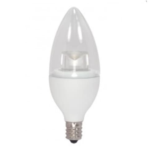 Satco 2.8W LED B11 Bulb, Blunt Tip, Dimmable, E12, 160 lm, 120V, 3000K, Clearr