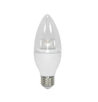 Satco 4.5W LED B11 Bulb, Blunt Tip, Dimmable, E26, 300 lm, 120V, 3000K, Clear