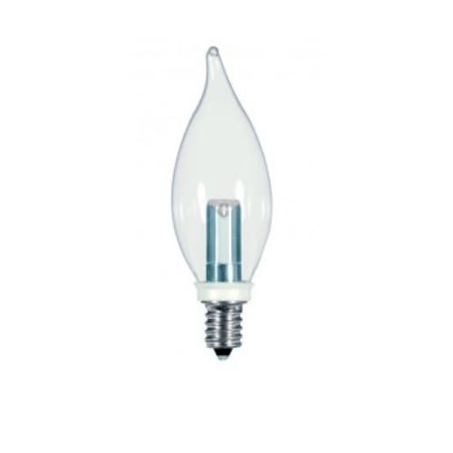 Satco 1W LED CA8 Bulb, Flame Tip, E12, 25 lm, 120V, 2700K, Clear