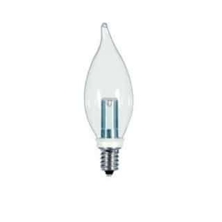 1W LED CA8 Bulb, Flame Tip, E12, 25 lm, 120V, 2700K, Clear
