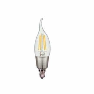 4.5W LED CA11 Bulb, Flame Tip, Dimmable, E12, 450 lm, 120V, 2700K, Clear