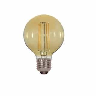 4.5W G25 LED Filament Bulb, Antique Amber, 120V, 380 lm, 120V, 2200K