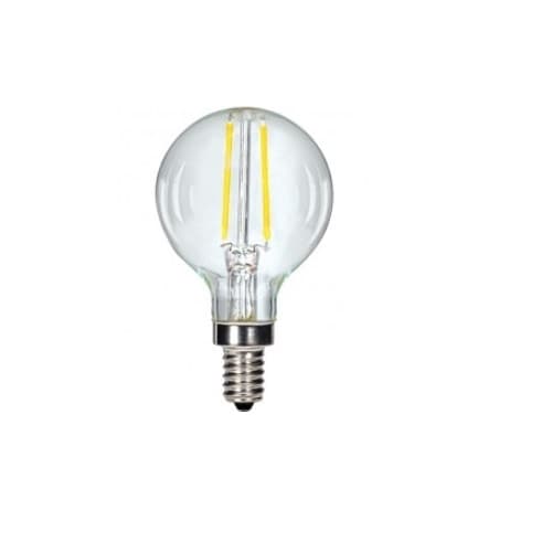 Satco 2.5W LED G16.5 Globe Bulb, Clear, Dimmable