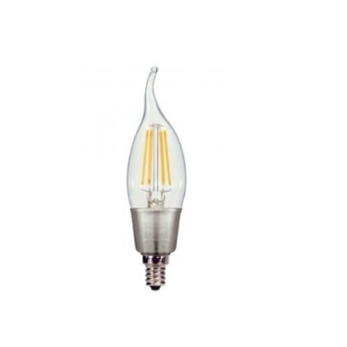 Satco 5.5W LED CA11 Bulb, Flame Tip, Dimmable, E12, 500 lm, 120V, 2700K, Clear