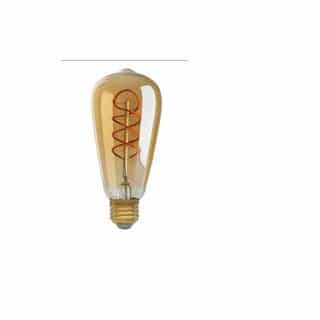 4W LED ST19 Spiral Filament Edison Bulb, Antique Amber, 2000K