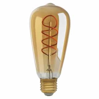 Satco 4W LED ST19 Spiral Filament Edison Bulb, Antique Amber, 2000K