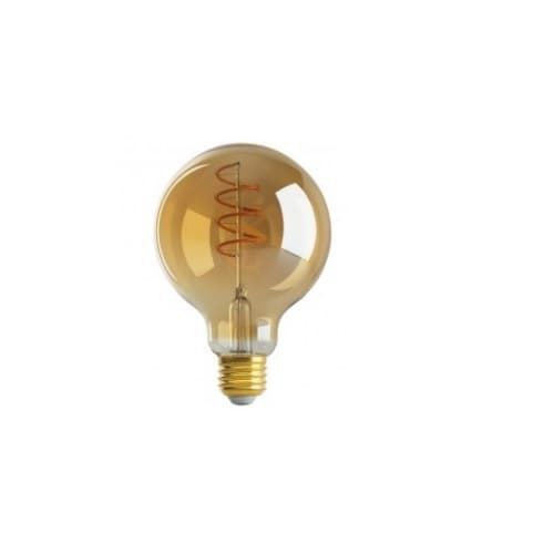 Satco 4W LED G30 Decorative Globe Bulb, Spiral Filament, Antique Amber, 2000K