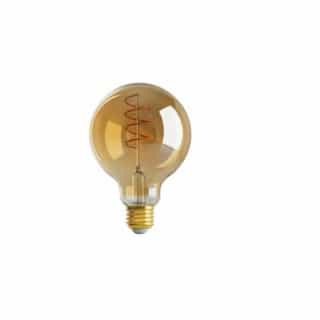 4W LED G30 Decorative Globe Bulb, Spiral Filament, Antique Amber, 2000K
