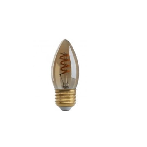 Satco 2W LED B10 Spiral Filament Antique Amber Bulb, 2200K