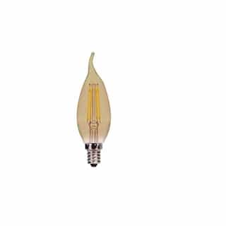 3.5W LED C11 Amber Filament Candlebra Bulb, 2200K