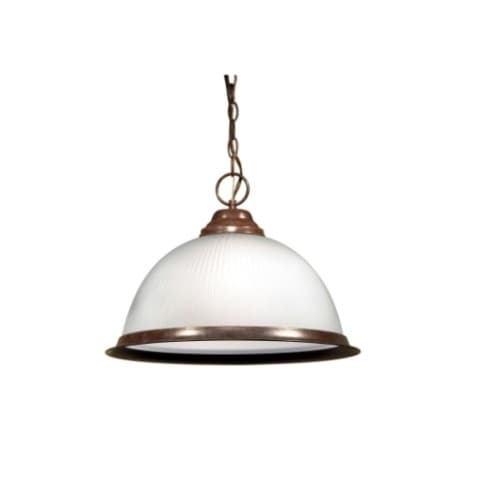 15" 100W Pendant Light w/ Frosted Prismatic Glass, Old Bronze