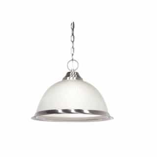 15" 100W Pendant Light w/ Frosted Prismatic Glass, Brushed Nickel