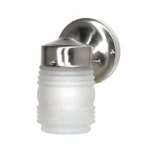 6" 60W Mason Jar Wall Lantern w/ Frosted Glass, Brushed Nickel