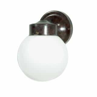 6" 60W Wall Lantern w/ White Globe, Old Bronze