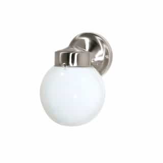 Nuvo 6" 60W Wall Lantern w/ White Glass, Brushed Nickel