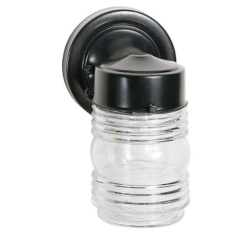 Nuvo 6" Mason Jar Lantern w/ Clear Glass, Medium Base, Black
