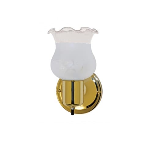 5" Vanity Light w/ Frosted Grape Glass & Switch, Medium Base, Polished Brass