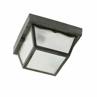 Nuvo 10in Carport Flush Mount Fixture, 2 Light, Frosted Acrylic Panels, Black