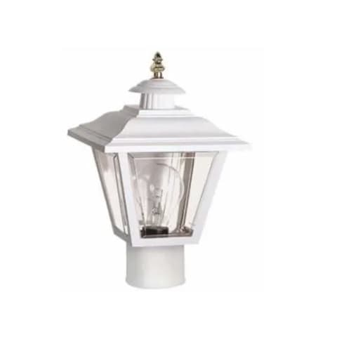 Nuvo 13in Outdoor Post Lantern, 1 Light, Brass Trimmed Acrylic Panels, White