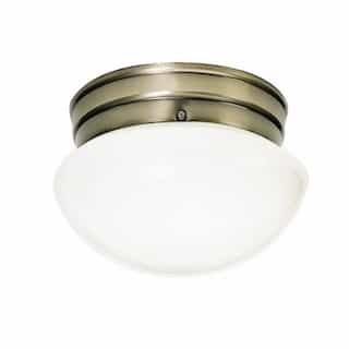 Nuvo 8" Small Mushroom Flush Mount Ceiling Light w/ White Glass, Antique Brass