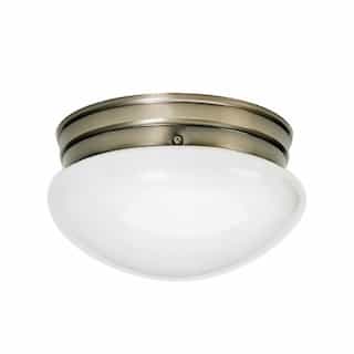 Nuvo 10" 60W Medium Flush Mount Ceiling Light w/ White Mushroom Glass, Antique Brass