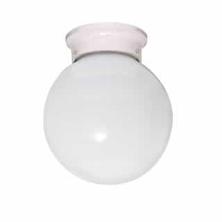6" Flush Mount Ceiling Light w/ White Glass, White