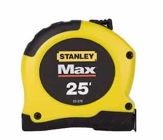 Stanley 25' x 1 1/8" Yellow & Black Max Tape Rules