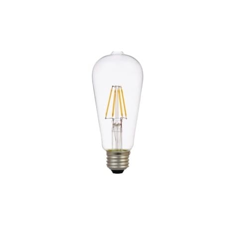 5W LED ST19 Filament Bulb, 40W Inc. Retrofit, Dim, E26, 450 lm, 2700K, Clear