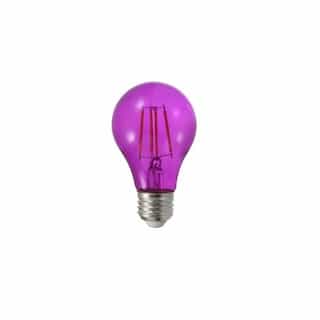 4.5W LED A19 Filament Bulb, Purple, Dimmable, E26, 120V
