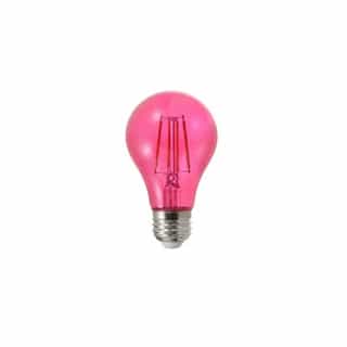 4.5W LED A19 Filament Bulb, Pink, Dimmable, E26, 120V